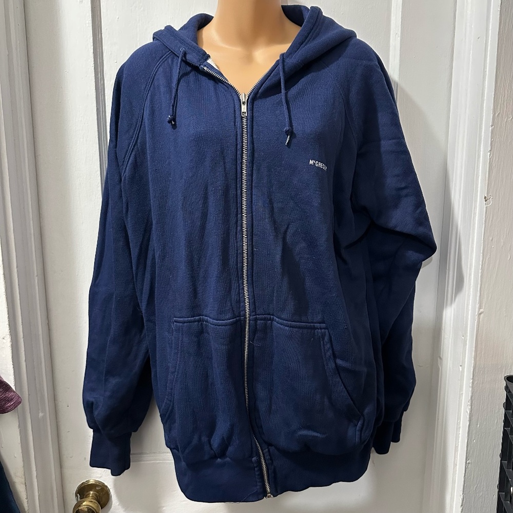 Vintage McGregor Navy Thermal Lined Full Zip Hoodie in L‎